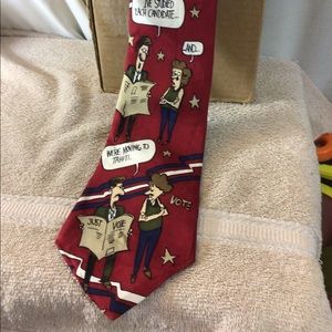 Mens TEE HEE VOTE Burgundy Blue & White Necktie